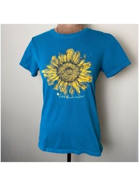 Life is Good Crusher Tee Womens XS Teal I Have a Crush on Nature Floral Shirt